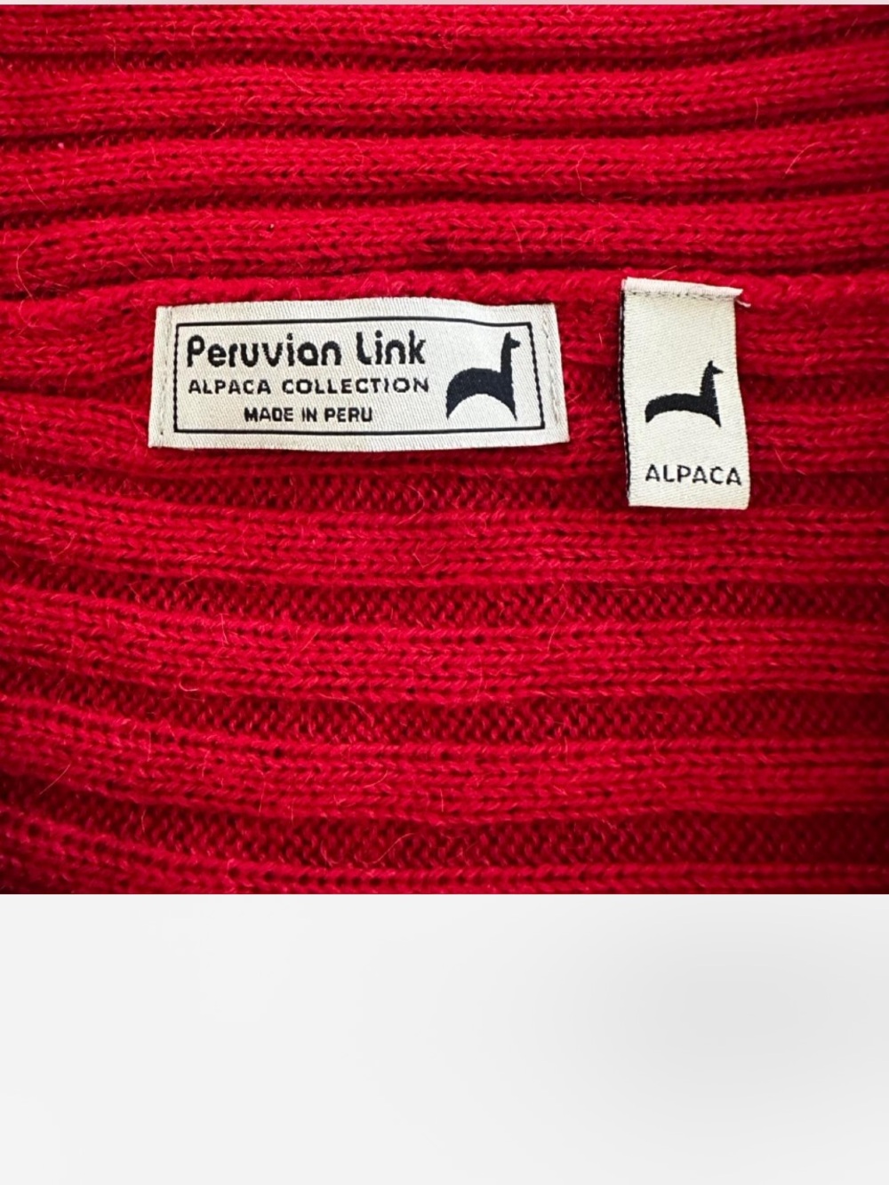 Peruvian Link Alpaca Ribbed Open-Front Red Cardigan Sweater - Picture 2 of 7